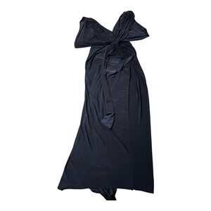 Misa Los Angeles Dress Womens Small Navy Blue Maxi Gown Knot Front Evening